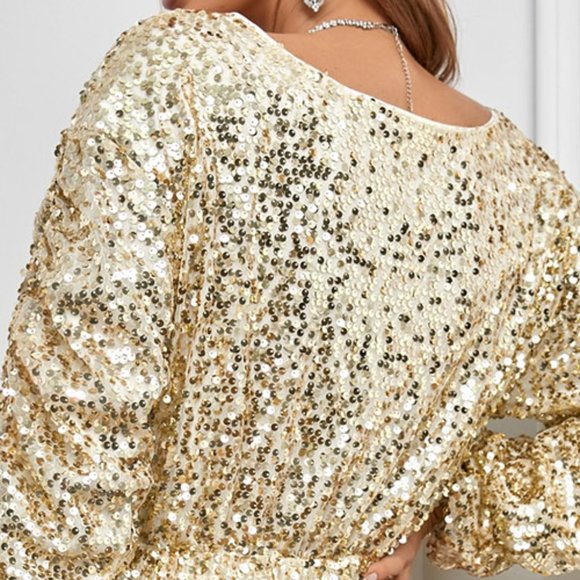 Sequin Long Sleeve Mini Dress - Picture 6 of 7